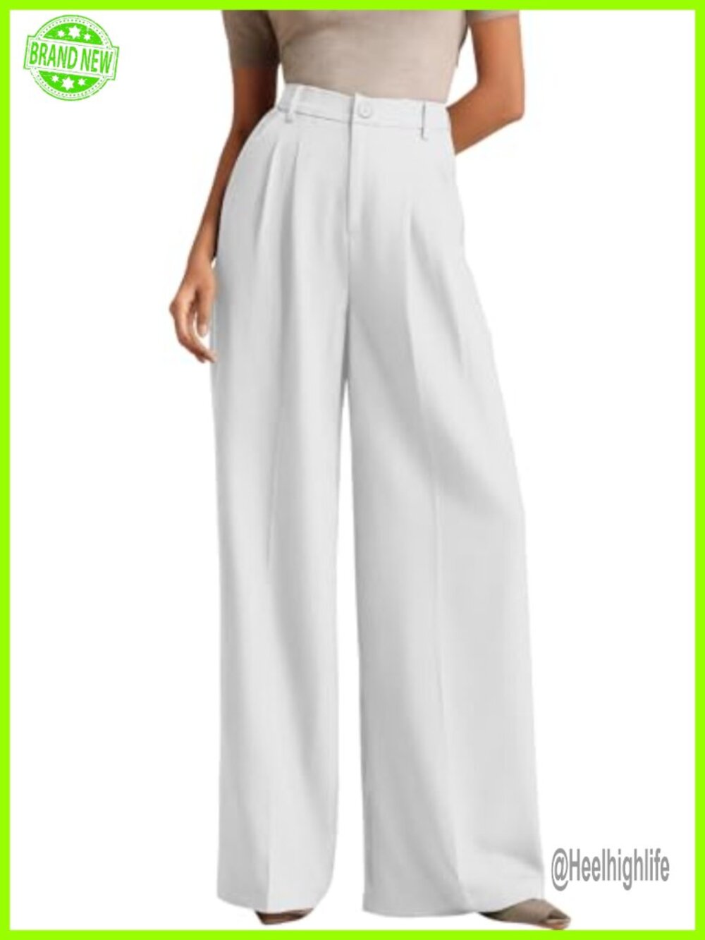 Wide Leg High Waist Business Casual Dress Pants with Pockets